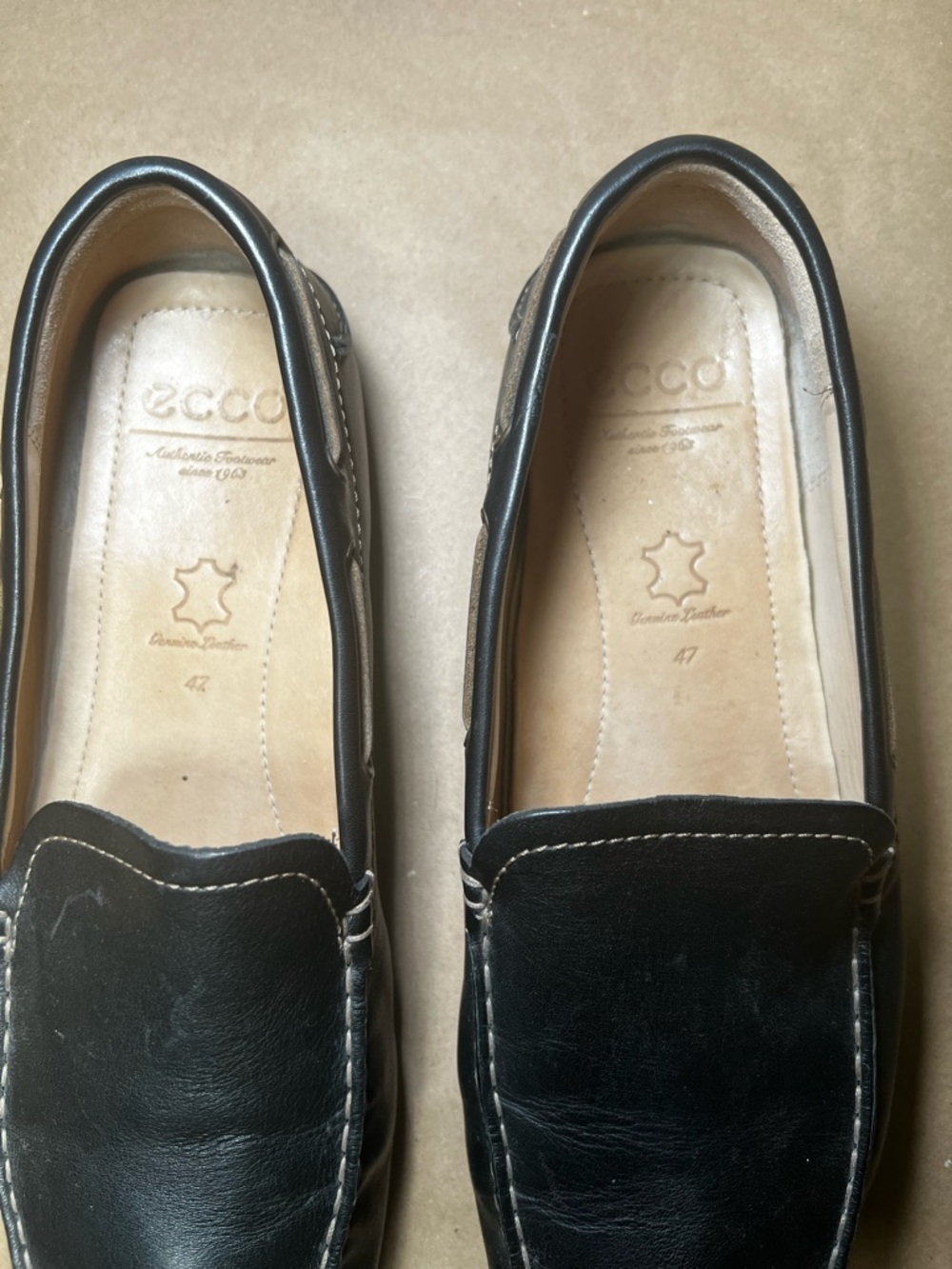 ECCO Men’s Black Leather Driving Loafers Moccasins Slip On Shoes EU 47 US 13 - Picture 5 of 16
